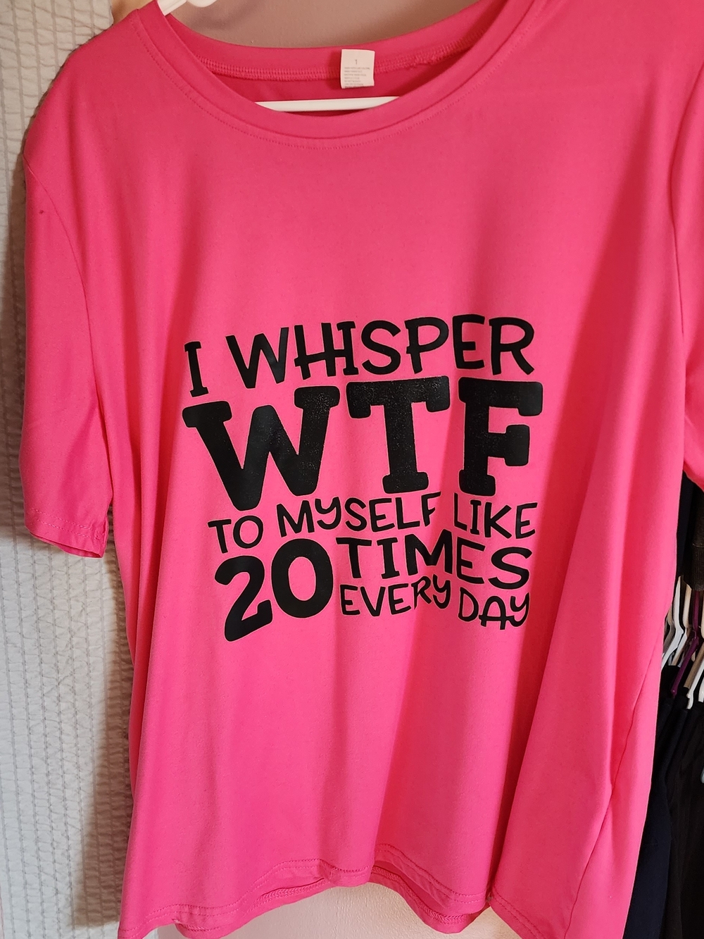 Pink Graphic Womens Tee - "I Whisper WTF"